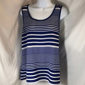 Olivia Moon Striped Navy and White Women's Sleeveless Blouse Top